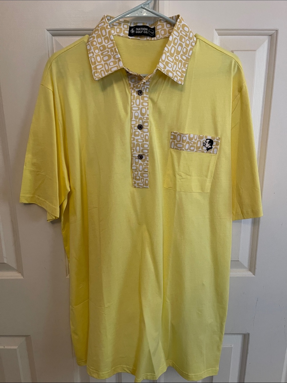 Men's Yellow Polo with Patterned Contrast